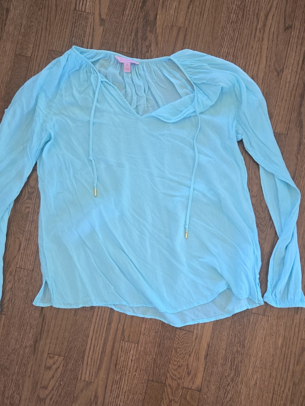 Lilly Pulitzer Sky Blue Sheer V-Neck Tie Tunic